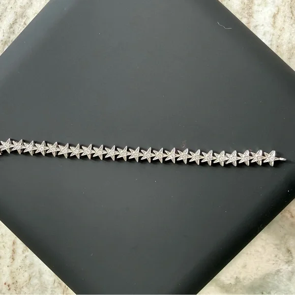 Sterling Silver & Diamond Star Bracelet